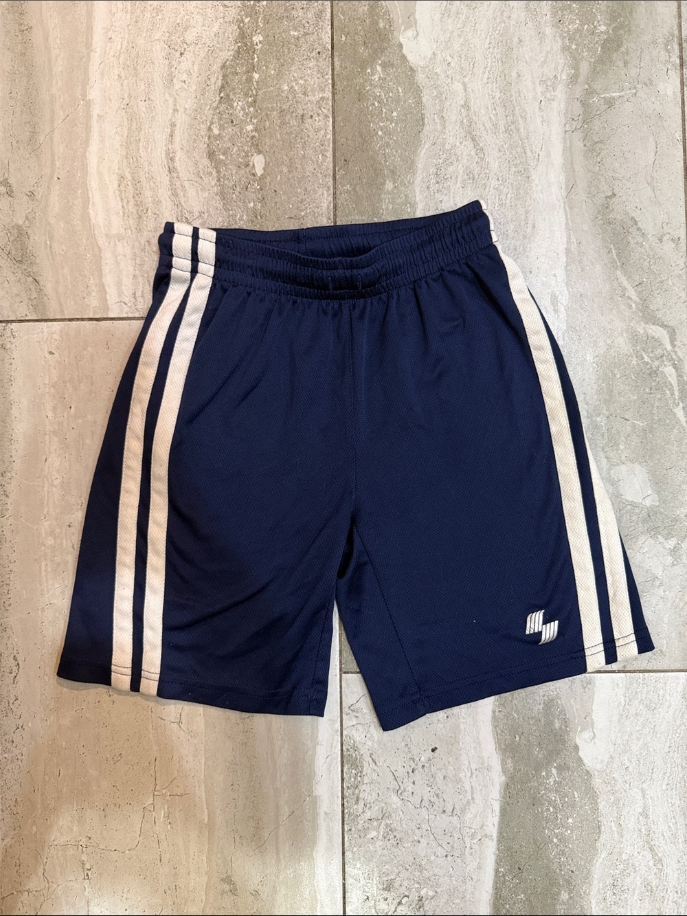 Sporto Navy Athletic Shorts with White Side Stripes